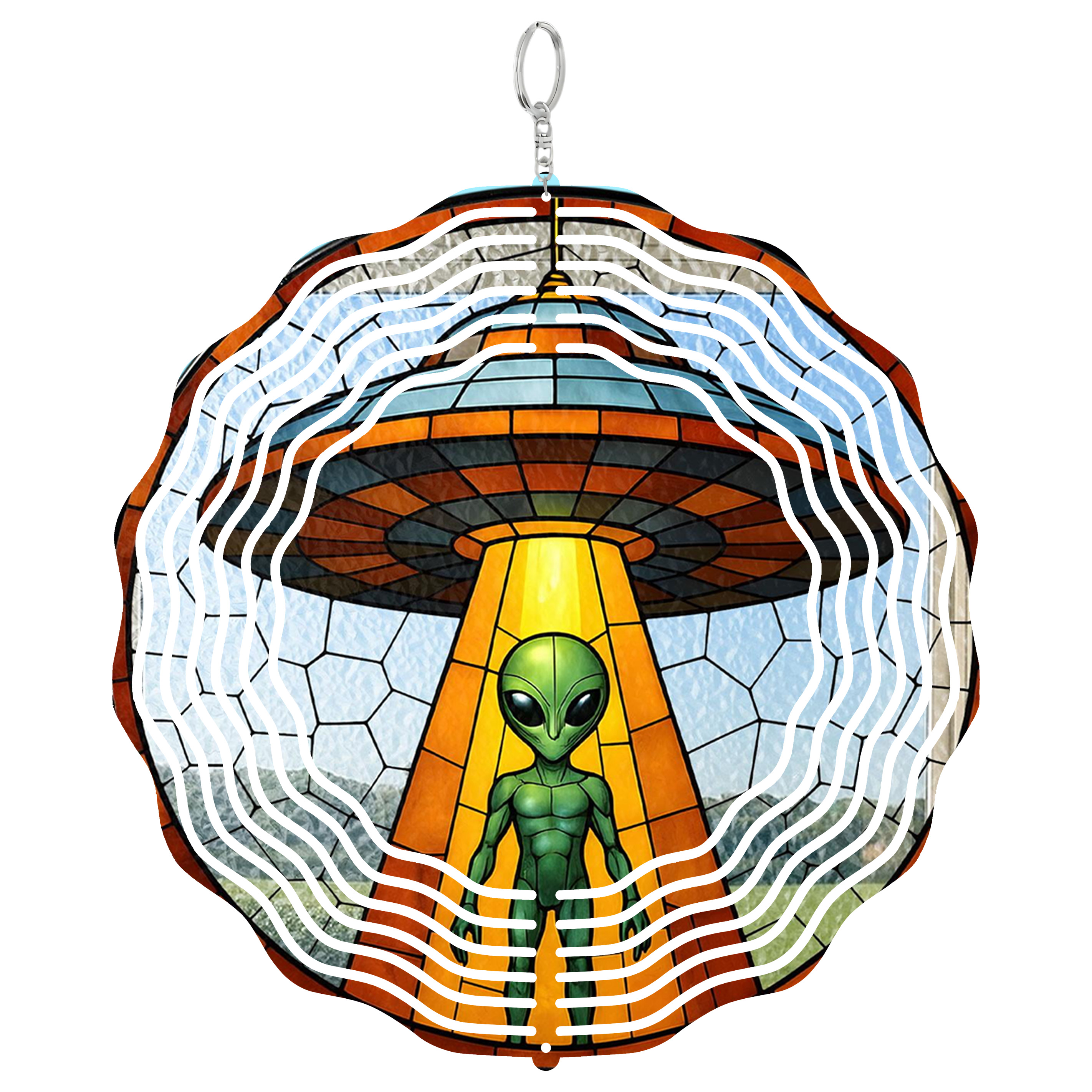 Era Gift Alien UFO Abduction Wind Chime, Cryptid 3D Wind Spinner Style ...