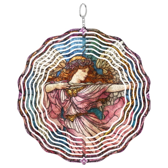Era Gift Angel with Bow Sun Catcher, 3D Wind Spinner Style UV Printed Spiritual Decor