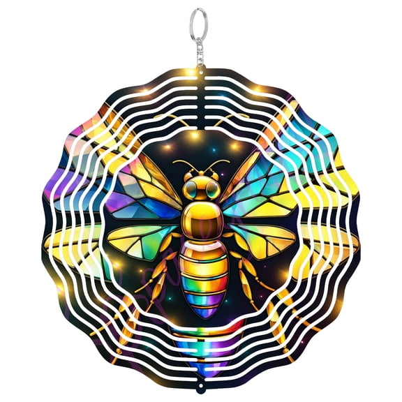 Era Gift Bee Pattern Sun Catcher 3D Wind Spinner, Stainless Steel Kinetic Art, Hive Art Decor, Nature Gift, 10 Inch