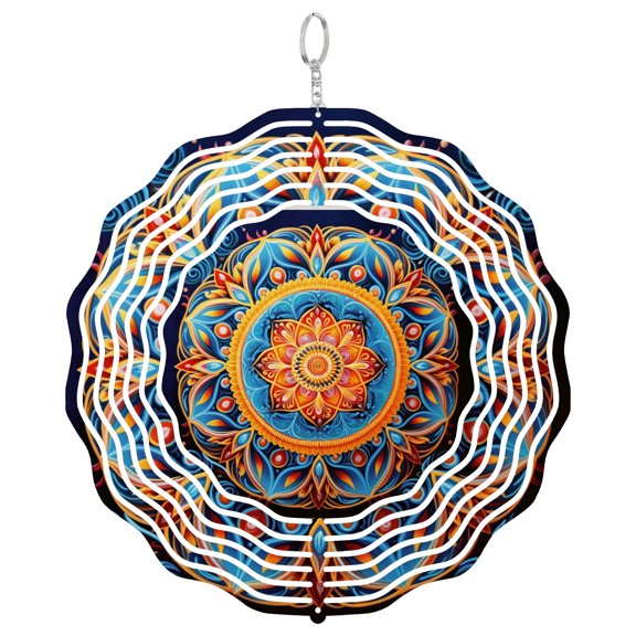 Era Gift Bohemian Mandala Calming Sun Catcher 3D Wind Spinner, Stainless Steel Kinetic Art, Boho Relax Decor, Peace Gift, 10 Inch