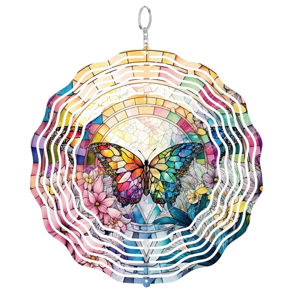 Era Gift Butterfly Sun Catcher 3D Wind Spinner, Stainless Steel Kinetic Art, Garden Insect Decor, Spring Gift, 10 Inch