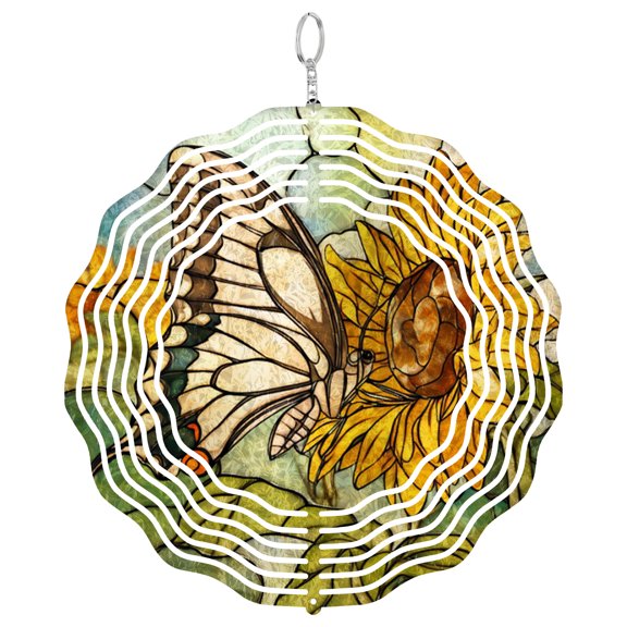 Era Gift Butterfly Sunflower Sun Catcher, 3D Wind Spinner Style UV Printed Summer Decor