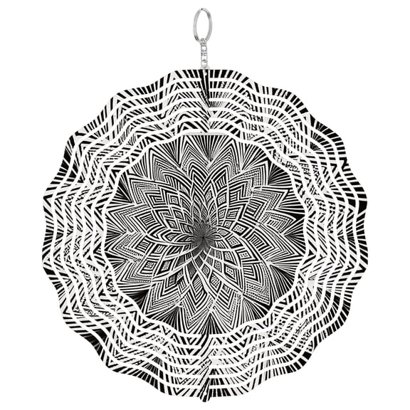 Era Gift Calming Meditative Mandala Sun Catcher 3D Wind Spinner, Stainless Steel Kinetic Art, Hypnotic Pattern Decor, Sleep Aid Gift, 10 Inch