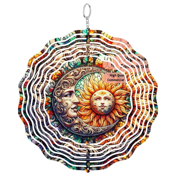 Era Gift Celestial Sun Moon Sun Catcher 3D Wind Spinner, Stainless Steel Kinetic Art, Sky Harmony Decor, Spiritual Gift, 10 Inch