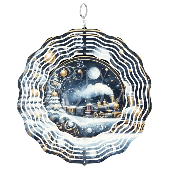 Era Gift Christmas Train Wind Spinner, Holiday Express 3D Kinetic Art, Outdoor Garden Decor