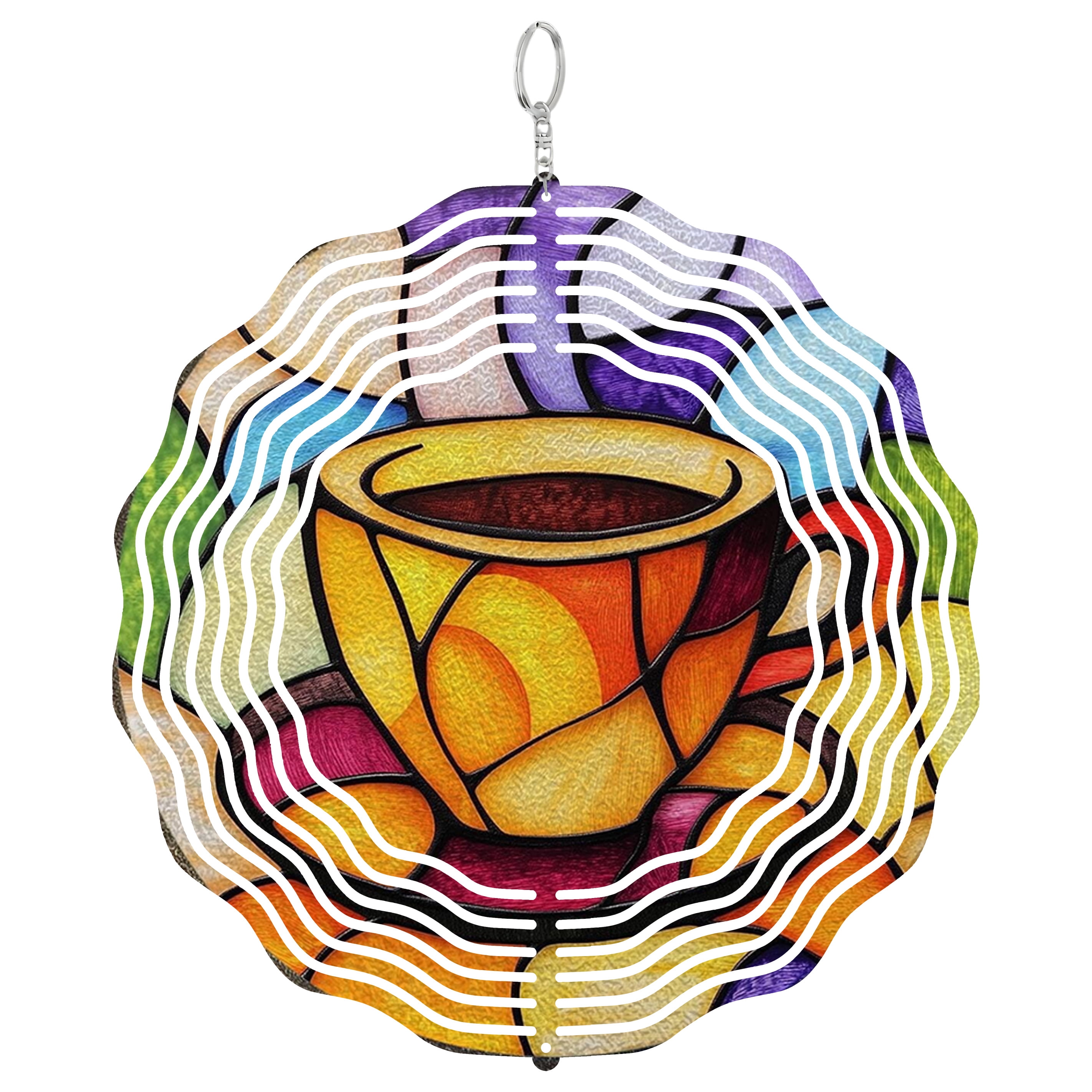 Era Gift Coffee Cup Espresso Wind Chime, Kitchen 3D Wind Spinner Style UV Window Decor