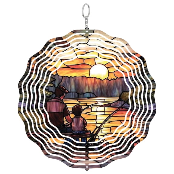 Era Gift Custom Gone Fishing Memorial Sun Catcher, 3D Wind Spinner Style UV Printed Gift