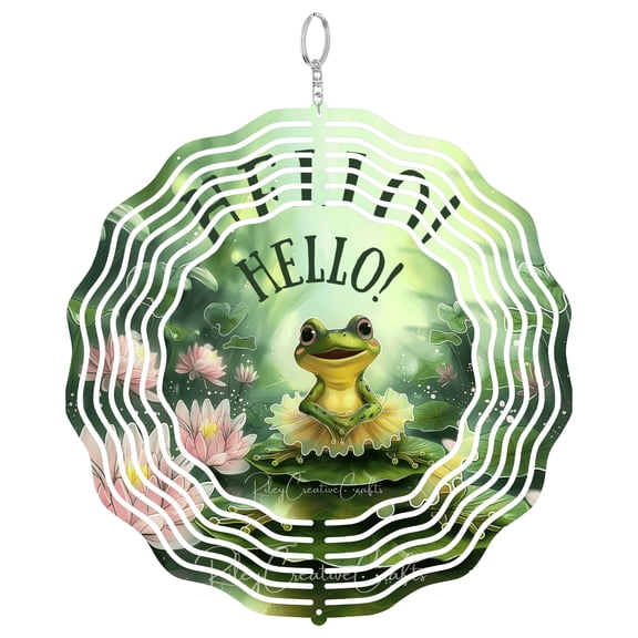 Era Gift Cute Frog Wind Spinner, Spring Lily Pad Nature 3D Kinetic Art, Outdoor Garden Gift