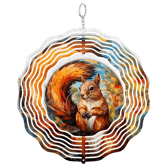 Era Gift Cute Squirrel Wind Spinner, Fall Autumn Woodland 3D Kinetic Art, Nature Garden Gift