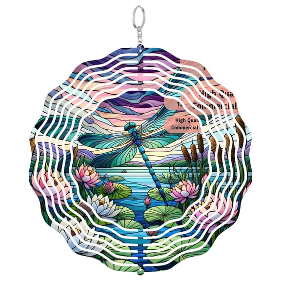 Era Gift Dragonfly Lily 3D Wind Spinner, Stainless Steel Kinetic Art, Pond Flower Decor, Nature Gift, 10 Inch
