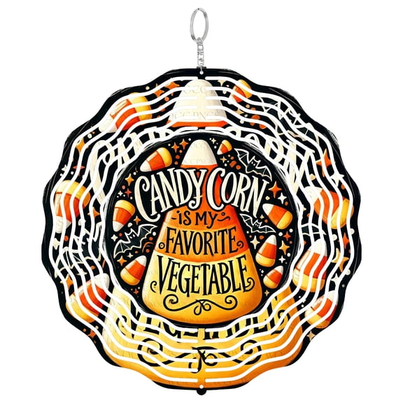 Era Gift Funny Candy Corn Sun Catcher 3D Wind Spinner, Stainless Steel Kinetic Art, Halloween Treat Decor, Kids Gift, 10 Inch