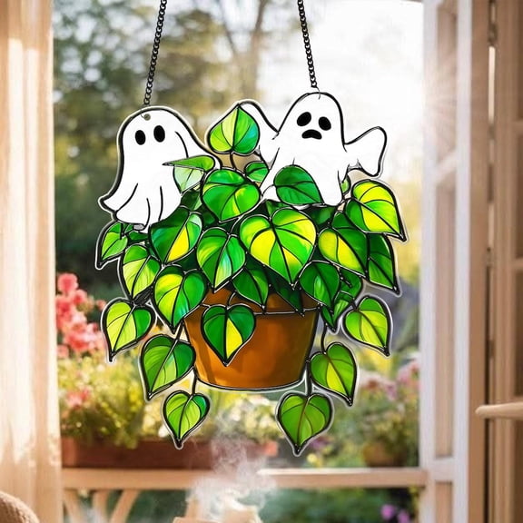 Era Gift Halloween Ghost Acrylic Window Hangings,Cute Ghost Greenhouse Suncatcher Ornament,Gift For Mom,Halloween Home Decor,Plant Lovers Gift