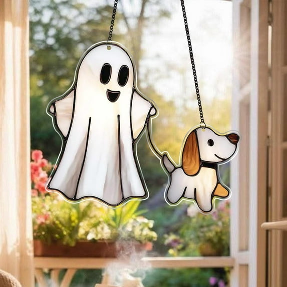 Era Gift Halloween Ghost Acrylic Window Hangings,Cute Ghost Greenhouse Suncatcher Ornament,Spooky Cute Ghost,Halloween Home Decor,Plant Lovers Gift