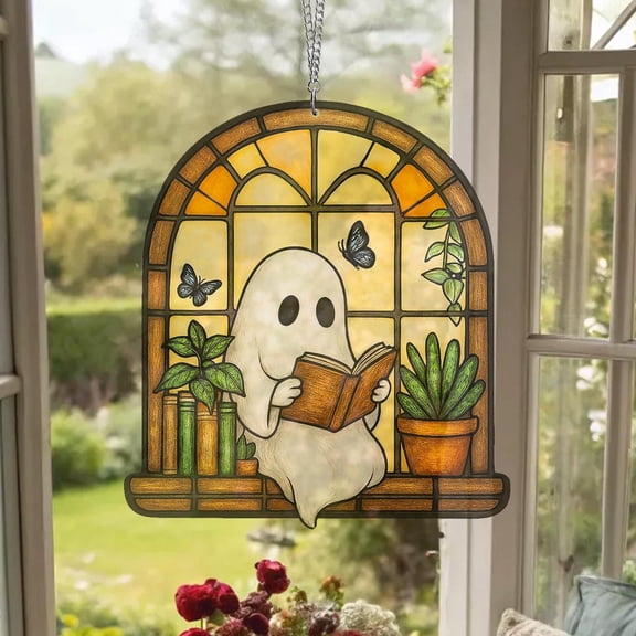 Era Gift Halloween Ghost Acrylic Window Hangings,Ghost Greenhouse Suncatcher Ornament,Gift For Mom,Halloween Home Decor,Plant Lovers Gift