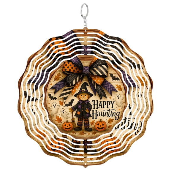 Era Gift Happy Haunting Scarecrow Sun Catcher 3D Wind Spinner, Stainless Steel Kinetic Art, Halloween Decor, Spooky Gift, 10 Inch