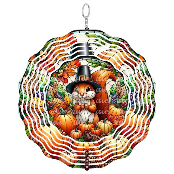 Era Gift Happy Thanksgiving Wind Spinner, Fall Autumn Leaves 3D Kinetic Art, Yard Decor