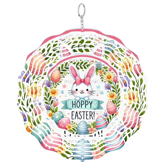 Era Gift Hoppy Easter Bunny Sun Catcher 3D Wind Spinner, Stainless Steel Kinetic Art, Spring Holiday Decor, Kids Gift, 10 Inch