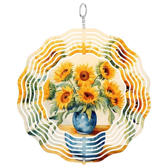 Era Gift Impressionist Flower Wind Spinner, Artistic 3D Kinetic Art, Hanging Yard Decor