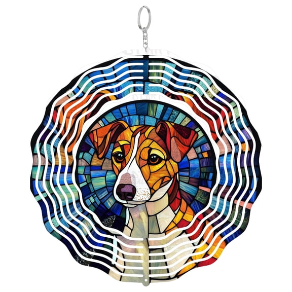 Era Gift Jack Russell Dog Wind Spinner, Pet Lover 3D Kinetic Art, Stainless Steel Garden Decor