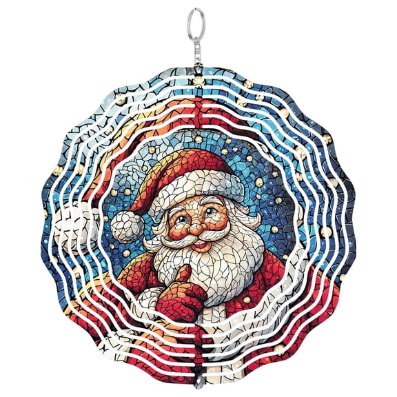 Era Gift Jolly Santa Wind Spinner, Christmas Ornament 3D Kinetic Art, Holiday Decor