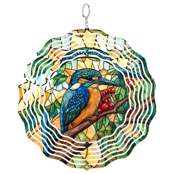 Era Gift Kingfisher Bird Wind Spinner, Nature Wildlife 3D Kinetic Art, Hanging Yard Decor