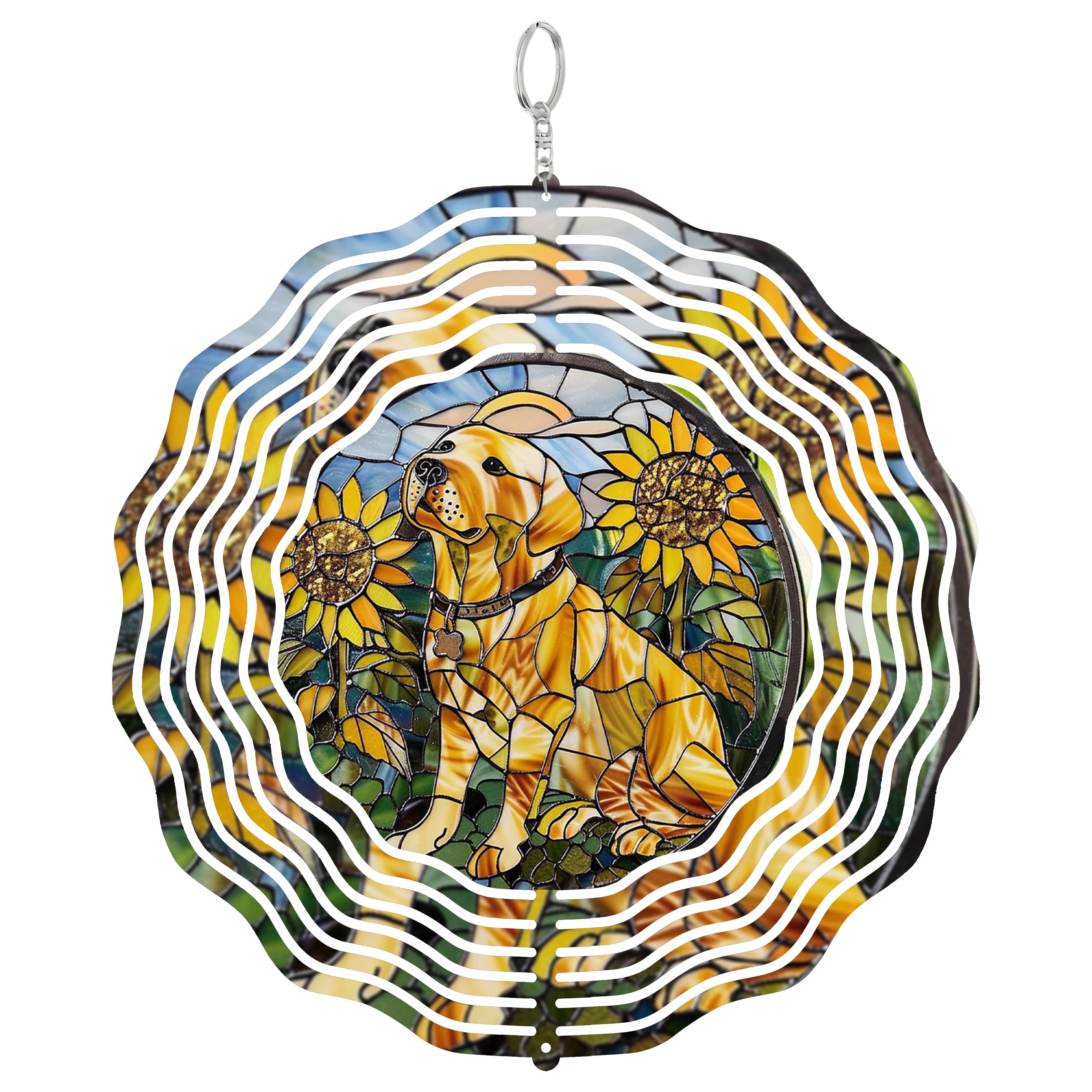 Era Gift Labrador Dog Sunflower Sun Catcher 3D Wind Spinner, Stainless ...