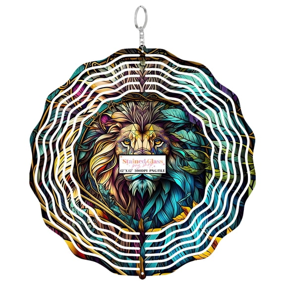 Era Gift Lion Sun Catcher 3D Wind Spinner, Stainless Steel Kinetic Art, King of Jungle Decor, Animal Gift, 10 Inch