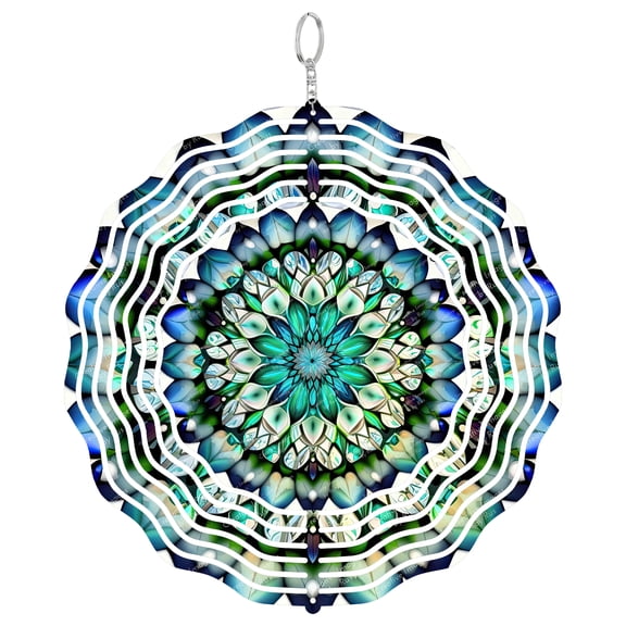 Era Gift Mandala Pattern Sun Catcher 3D Wind Spinner, Stainless Steel Kinetic Art, Boho Garden Decor, Zen Gift, 10 Inch