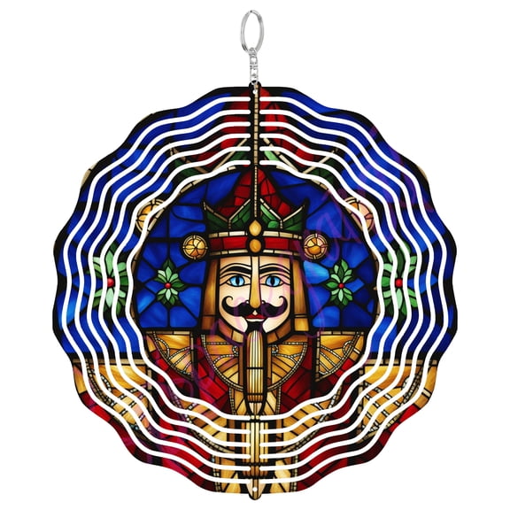Era Gift Nutcracker Christmas Sun Catcher 3D Wind Spinner, Stainless Steel Kinetic Art, Holiday Soldier Decor, Xmas Gift, 10 Inch