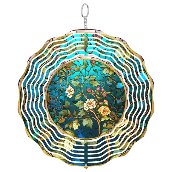 Era Gift Rambling Rose Sun Catcher 3D Wind Spinner, Stainless Steel Kinetic Art, Climbing Flower Decor, Gardener Gift, 10 Inch