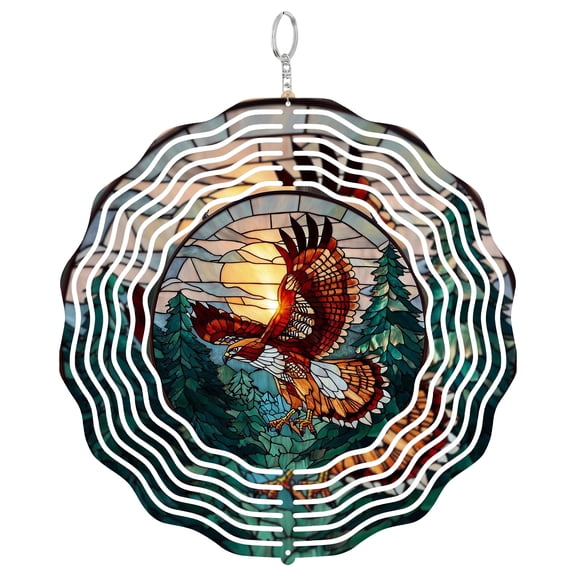 Era Gift Red Tailed Hawk Bird Sun Catcher 3D Wind Spinner, Stainless Steel Kinetic Art, Raptor Wildlife Decor, Birdwatcher Gift, 10 Inch