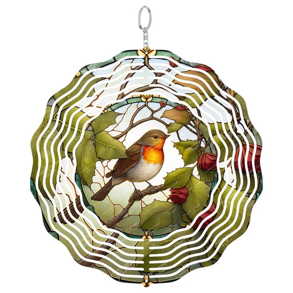 Era Gift Robin Garden Bird Sun Catcher 3D Wind Spinner, Stainless Steel Kinetic Art, Spring Nature Decor, Bird Gift, 10 Inch