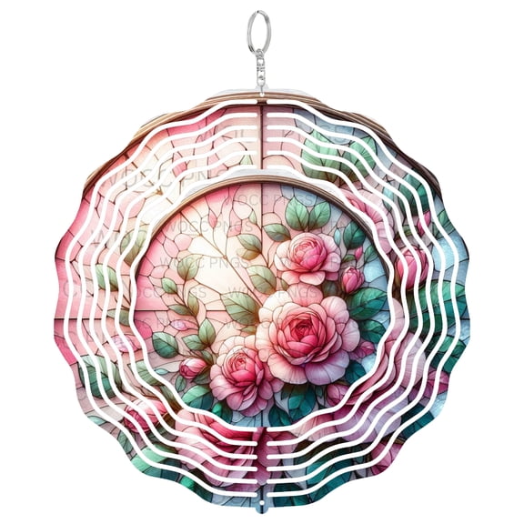 Era Gift Roses Pattern Sun Catcher 3D Wind Spinner, Stainless Steel Kinetic Art, Floral Garden Decor, Romantic Gift, 10 Inch