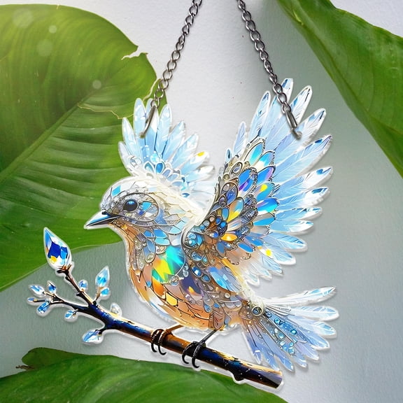 Era Gift Snow Robin Bird ACRYLIC Window Hanging, Bird Flower Natural Art Birthday Gift Gift For Mom Grandma Bird Gardening Lover Gift NOT GLASS
