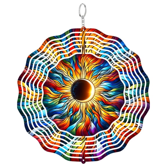 Era Gift Solar Eclipse Sun Catcher 3D Wind Spinner, Stainless Steel Kinetic Art, Astronomy Event Decor, Space Gift, 10 Inch