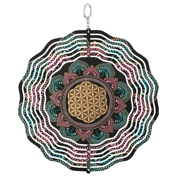Era Gift Spiritual Geometric Mandala 3D Wind Spinner, Stainless Steel Kinetic Art, Sacred Shape Decor, Zen Gift, 10 Inch