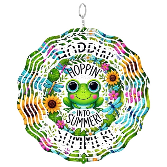 Era Gift Summer Frog Hoppin Sun Catcher 3D Wind Spinner, Stainless Steel Kinetic Art, Garden Pond Decor, Funny Gift, 10 Inch