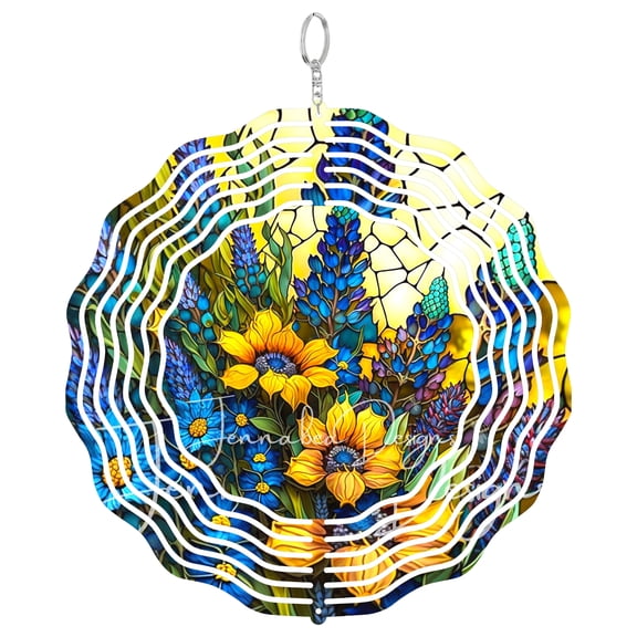 Era Gift Sunny Texas Floral Sun Catcher 3D Wind Spinner, Stainless Steel Kinetic Art, Yellow Rose Decor, Western Gift, 10 Inch