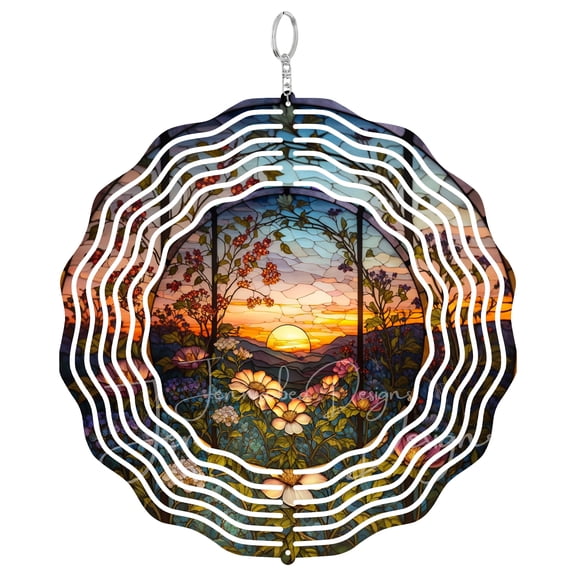 Era Gift Sunset Sun Catcher 3D Wind Spinner, Stainless Steel Kinetic Art, Horizon Decor, Scenery Gift, 10 Inch