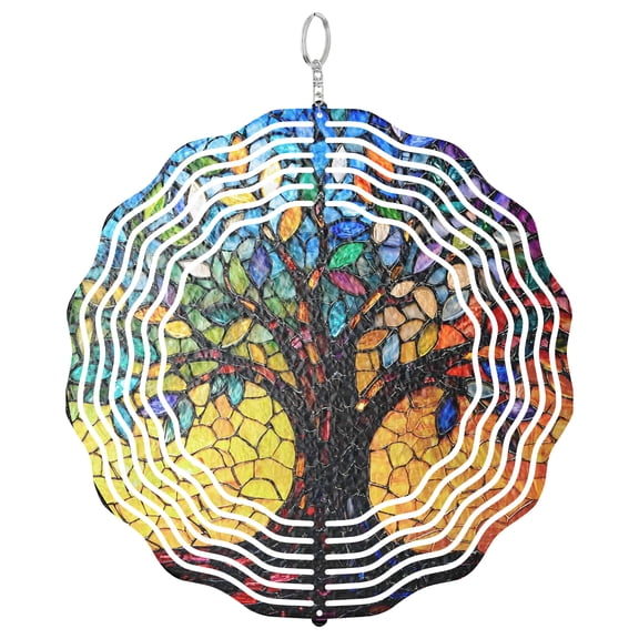 Era Gift Tree of Life Sun Catcher, 3D Wind Spinner Style UV Printed Spiritual Window Decor