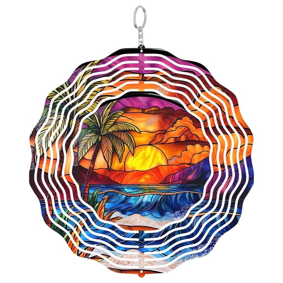 Era Gift Tropical Beach Wind Spinner, Ocean Waves 3D Kinetic Art, Summer Patio Decor