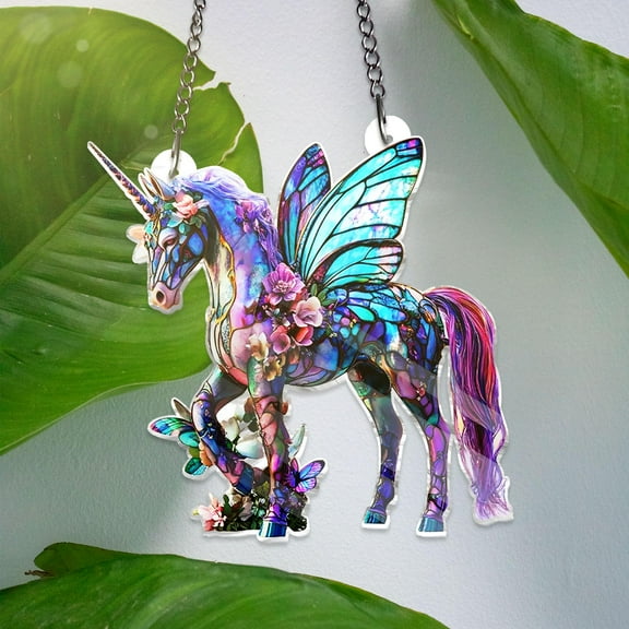 Era Gift Unicorn Butterfly Fairy Garden ACRYLIC Window hanging Acrylic, Unicorn Acrylic Decor, New Home Gifts, Hanging Decor NOT GLASS