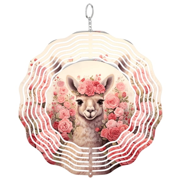 Era Gift Valentine Llama Wind Spinner, Romantic Love Roses 3D Kinetic Art, Garden Decor