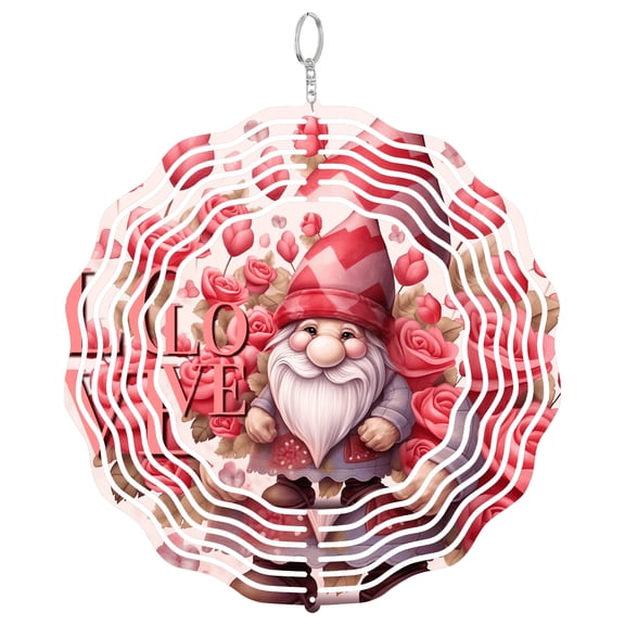 Era Gift Valentine's Gnome Wind Spinner, Romantic Love Heart 3D Kinetic Art, Garden Decor