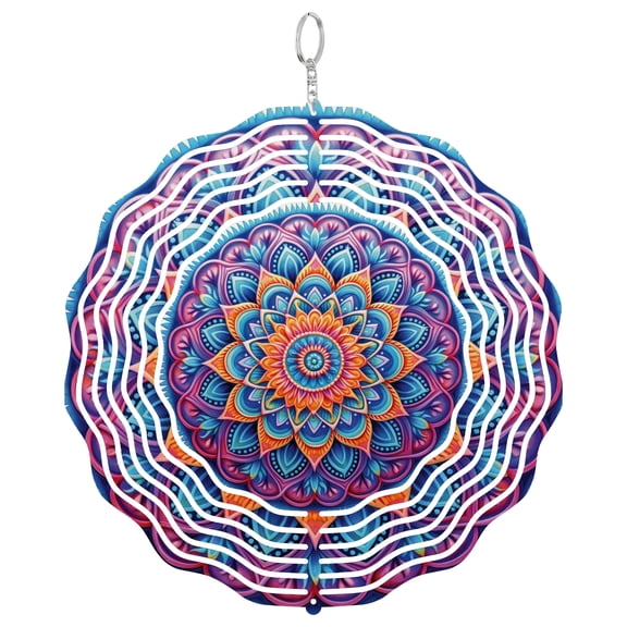Era Gift Vibrant Mandala Harmony Sun Catcher 3D Wind Spinner, Stainless Steel Kinetic Art, Balanced Color Decor, Joy Gift, 10 Inch