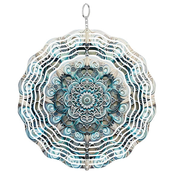 Era Gift Vibrant Spiritual Mandala Intricate Sun Catcher 3D Wind Spinner, Stainless Steel Kinetic Art, Detailed Energy Decor, Soul Gift, 10 Inch