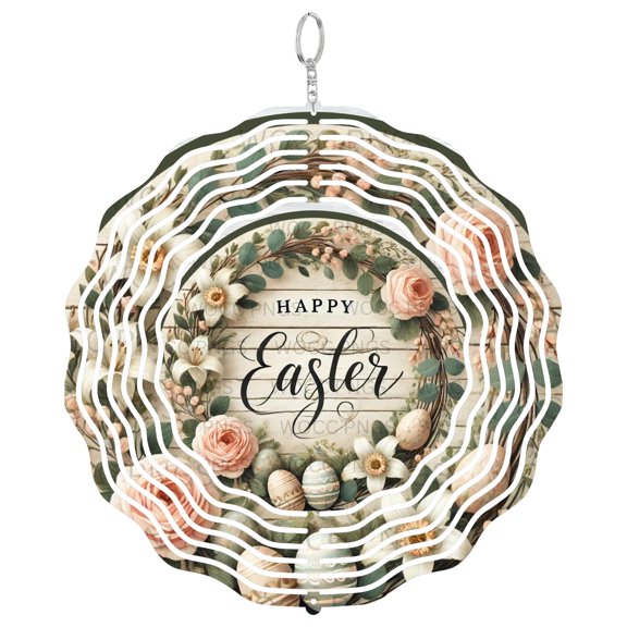 Era Gift Vintage Easter Roses Sun Catcher 3D Wind Spinner, Stainless Steel Kinetic Art, Retro Spring Decor, Holiday Gift, 10 Inch