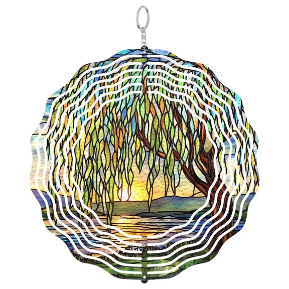 Era Gift Weeping Willow Tree Sun Catcher, 3D Wind Spinner Style UV Printed Nature Decor