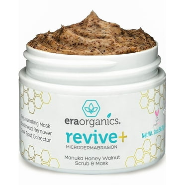 Era Organics Microdermabrasion Facial Scrub & Face Exfoliator - Spa Quality Exfoliating Face Mask with Manuka Honey & Walnut - Moisturizing Facial Exfoliant for Dry Skin, Blackheads, Wrinkles, Acne +