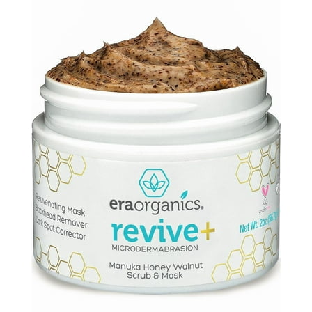 Era Organics Microdermabrasion Facial Scrub & Face Exfoliator - Spa Quality Exfoliating Face Mask with Manuka Honey & Walnut - Moisturizing Facial Exfoliant for Dry Skin, Blackheads, Wrinkles, Acne +